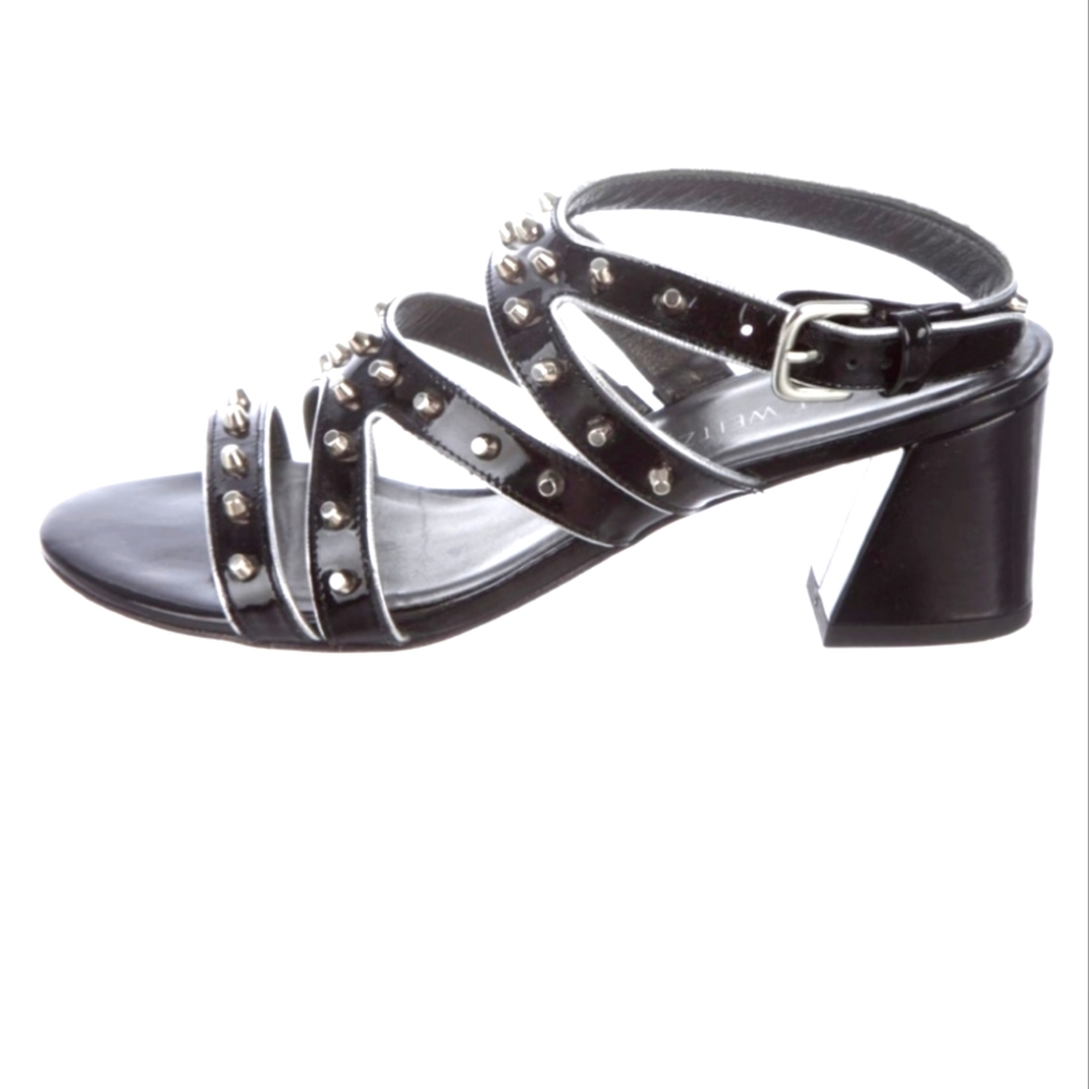 Stuart Weitzman Patent Studded Sandals - Size 9 - Picture 2 of 12